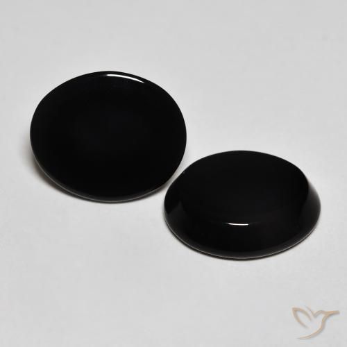 Gemas de Ónix Negro natural de 8.01 ct, Ovalada, Opaco