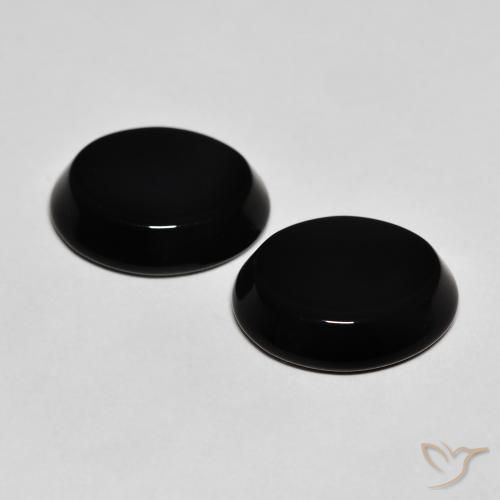 Gemas de Ónix Negro natural de 8.01 ct, Ovalada, Opaco