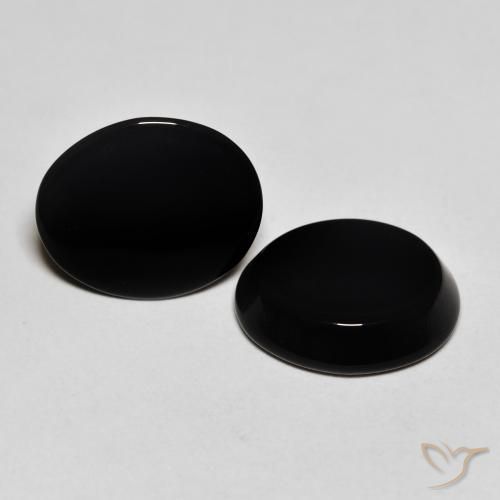 Gemas de Ónix Negro natural de 8.18 ct, Ovalada, Opaco
