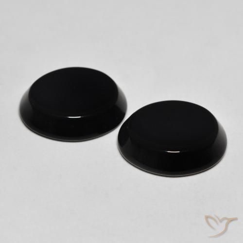 Gemas de Ónix Negro natural de 8.18 ct, Ovalada, Opaco