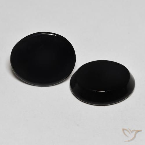 Gemas de Ónix Negro natural de 8.06 ct, Ovalada, Opaco