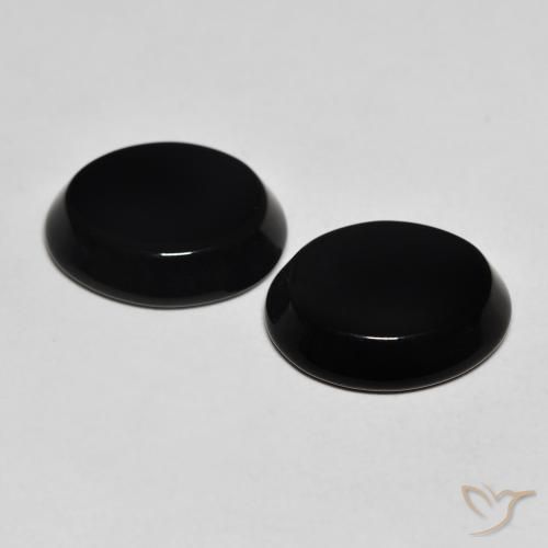 Gemas de Ónix Negro natural de 8.06 ct, Ovalada, Opaco