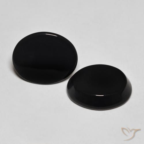 Gemas de Ónix Negro natural de 8.12 ct, Ovalada, Opaco