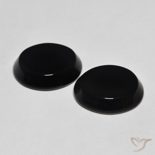 Gemas de Ónix Negro natural de 8.12 ct, Ovalada, Opaco