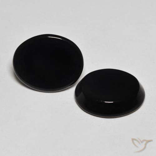 Gemas de Ónix Negro natural de 8.25 ct, Ovalada, Opaco