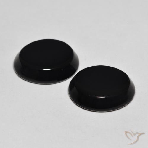 Gemas de Ónix Negro natural de 8.25 ct, Ovalada, Opaco