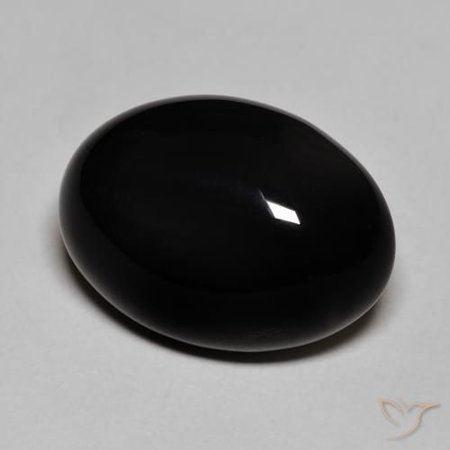 Ónix Negro natural de 12.12 ct, Ovalada, Opaco