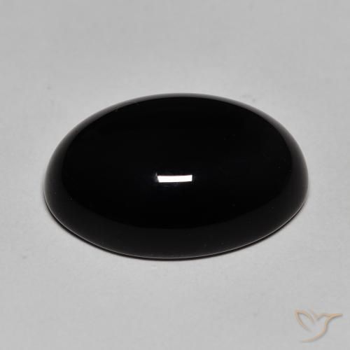 Ónix Negro natural de 12.12 ct, Ovalada, Opaco