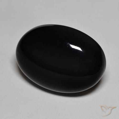 Ónix Negro natural de 21.84 ct, Ovalada, Opaco