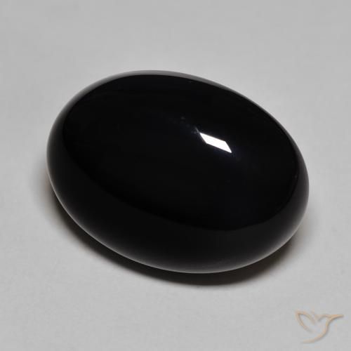 Ónix Negro natural de 23.37 ct, Ovalada, Opaco