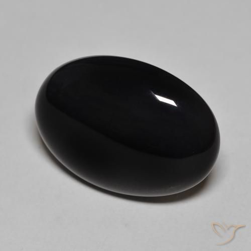 Ónix Negro natural de 16.43 ct, Ovalada, Opaco