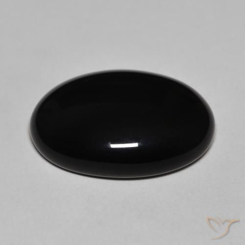Ónix Negro natural de 16.43 ct, Ovalada, Opaco