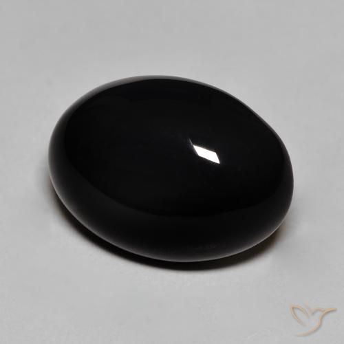 Ónix Negro natural de 11.40 ct, Ovalada, Opaco