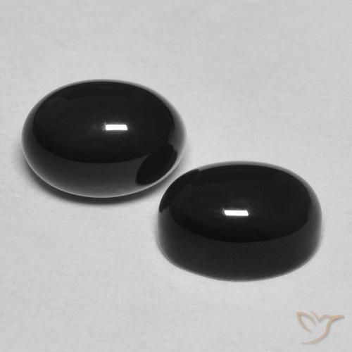 Gemas de Ónix Negro natural de 2.38 ct, Ovalada, Opaco