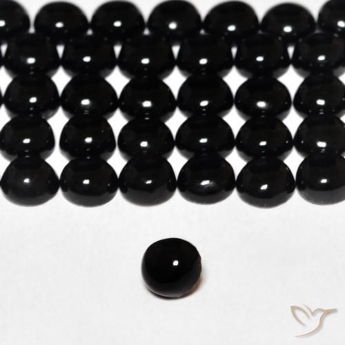 Ónix Negro natural de 0.16 ct, Redondo, Opaco