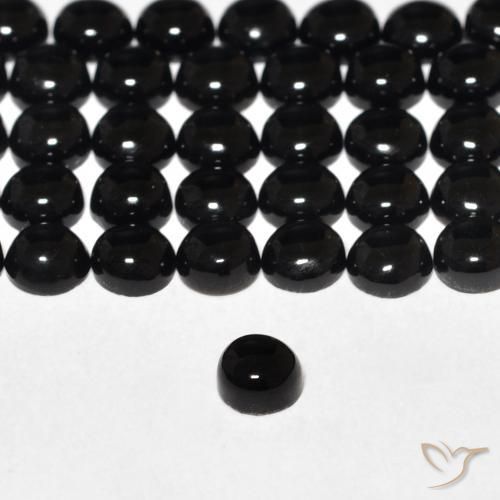Ónix Negro natural de 0.16 ct, Redondo, Opaco