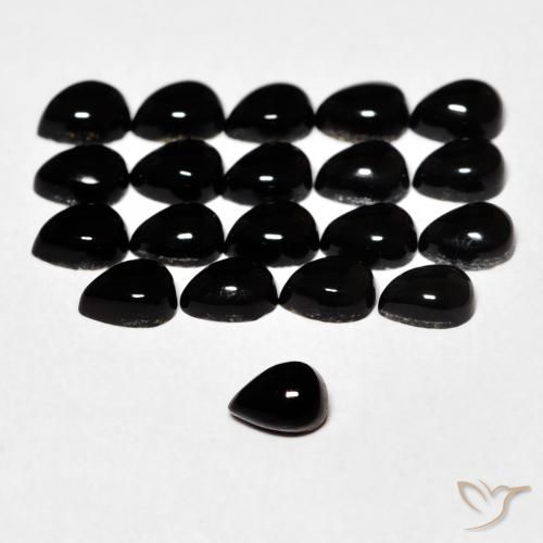 Ónix Negro natural de 0.15 ct, En forma de pera, Opaco