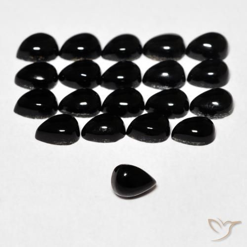 Ónix Negro natural de 0.15 ct, En forma de pera, Opaco