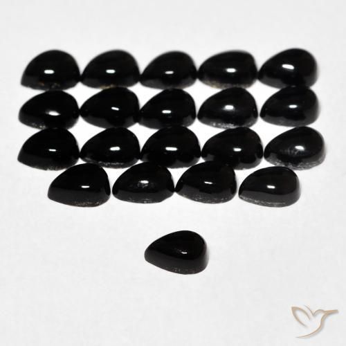 Ónix Negro natural de 0.15 ct, En forma de pera, Opaco