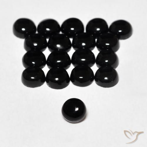 Ónix Negro natural de 0.15 ct, Redondo, Opaco