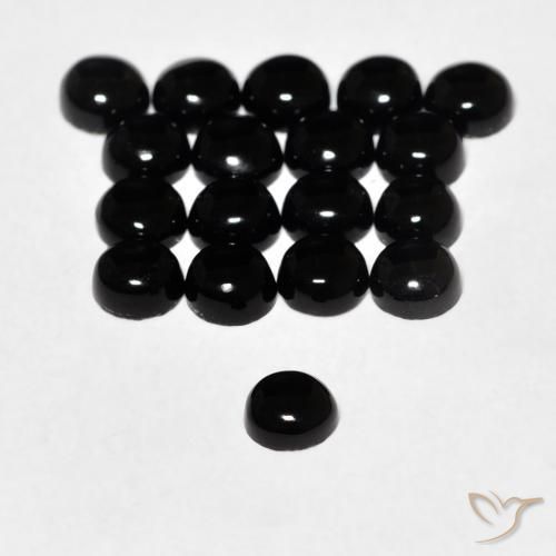 Ónix Negro natural de 0.15 ct, Redondo, Opaco