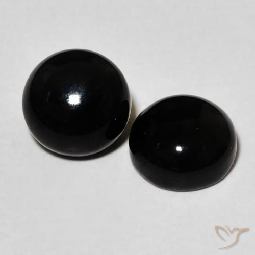 Gemas de Ónix Negro natural de 2.93 ct, Redondo, Opaco
