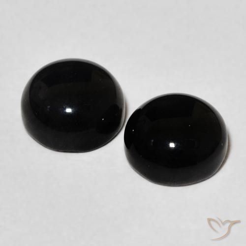 Gemas de Ónix Negro natural de 2.93 ct, Redondo, Opaco