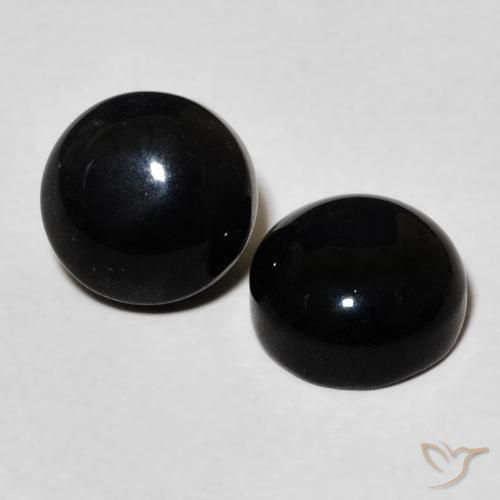 Gemas de Ónix Negro natural de 3.10 ct, Redondo, Opaco
