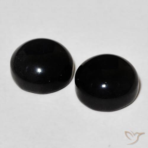 Gemas de Ónix Negro natural de 3.10 ct, Redondo, Opaco