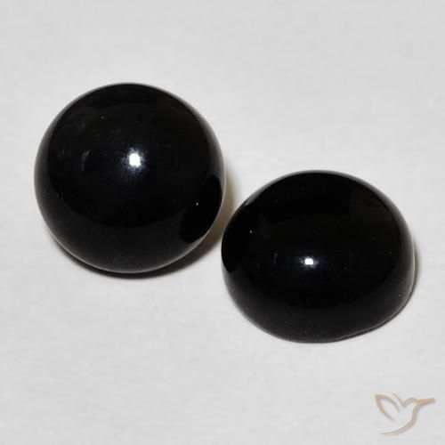Gemas de Ónix Negro natural de 3.03 ct, Redondo, Opaco