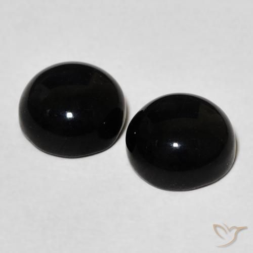 Gemas de Ónix Negro natural de 3.03 ct, Redondo, Opaco