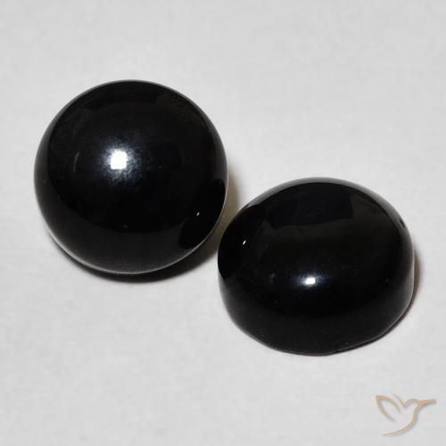 Gemas de Ónix Negro natural de 3.27 ct, Redondo, Opaco