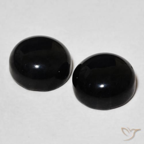 Gemas de Ónix Negro natural de 3.27 ct, Redondo, Opaco