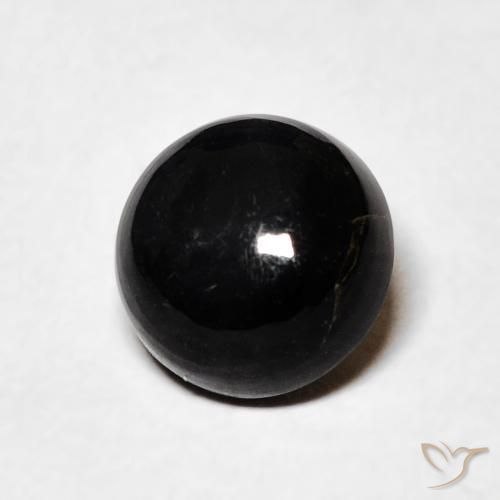Ónix Negro natural de 1.37 ct, Redondo, Opaco