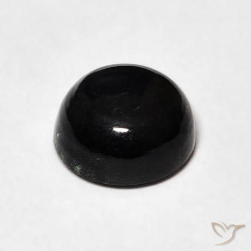 Ónix Negro natural de 1.37 ct, Redondo, Opaco