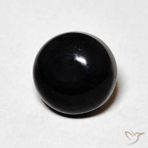 Ónix Negro natural de 1.42 ct, Redondo, Opaco