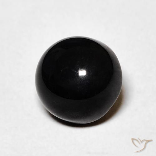 Ónix Negro natural de 1.48 ct, Redondo, Opaco