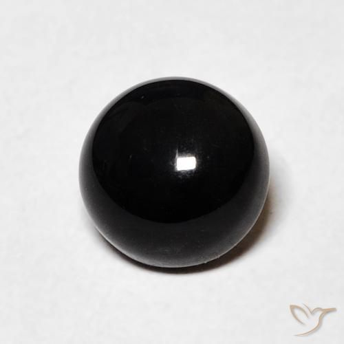 Ónix Negro natural de 1.23 ct, Redondo, Opaco