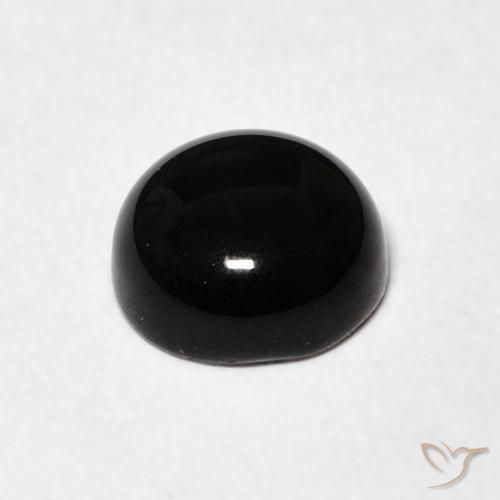 Ónix Negro natural de 1.23 ct, Redondo, Opaco
