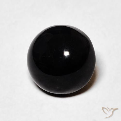 Ónix Negro natural de 1.61 ct, Redondo, Opaco