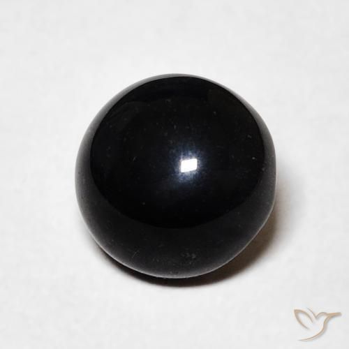 Ónix Negro natural de 1.42 ct, Redondo, Opaco