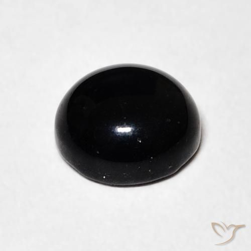 Ónix Negro natural de 1.42 ct, Redondo, Opaco