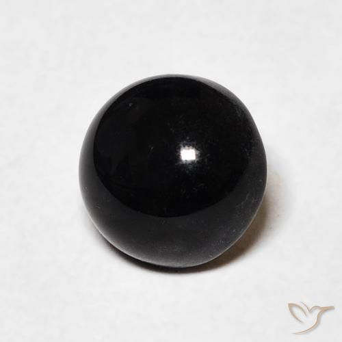 Ónix Negro natural de 1.34 ct, Redondo, Opaco