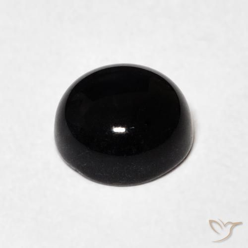 Ónix Negro natural de 1.34 ct, Redondo, Opaco