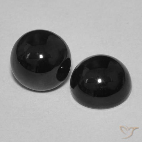 Gemas de Ónix Negro natural de 2.11 ct, Redondo, Opaco