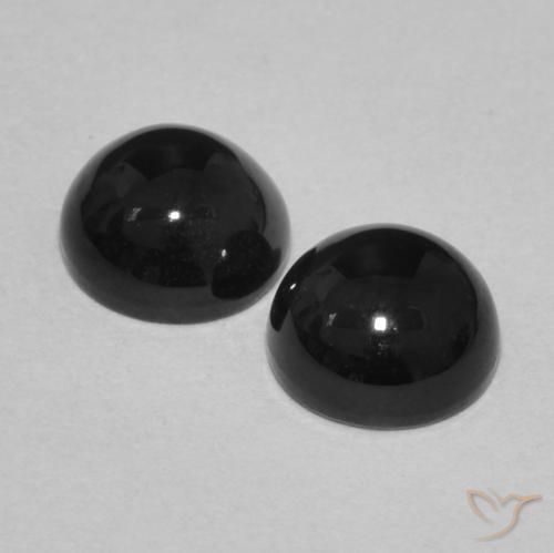 Gemas de Ónix Negro natural de 2.11 ct, Redondo, Opaco