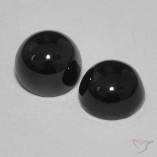 Gemas de Ónix Negro natural de 2.24 ct, Redondo, Opaco