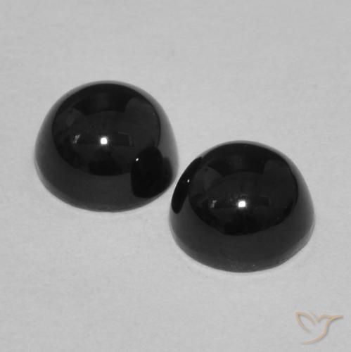 Gemas de Ónix Negro natural de 2.24 ct, Redondo, Opaco