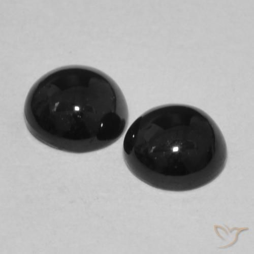 Gemas de Ónix Negro natural de 1.84 ct, Redondo, Opaco