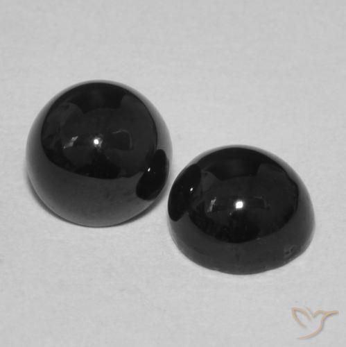 Gemas de Ónix Negro natural de 2.17 ct, Redondo, Opaco